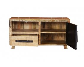 Meuble TV industriel bois massif et métal 120cm LINCOLN