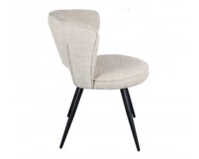 Lot de 2 chaises modernes tissu bouclé écru et pieds métal noir FREJA