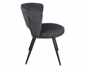 Lot de 2 chaises modernes tissu bouclé gris et pieds métal noir FREJA