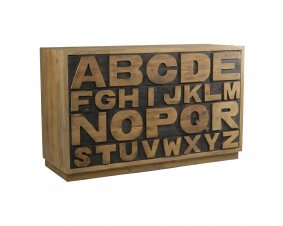 Buffet alphabet en bois massif recyclé industriel ALFABETO