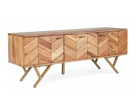 Meuble TV bois massif d'acacia moderne 130cm AXEL