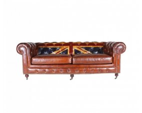 Canapé Chesterfield cuir marron SEBASTIEN