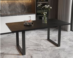 Table à manger moderne avec plateau en bois massif noir 180cm AJACCIO