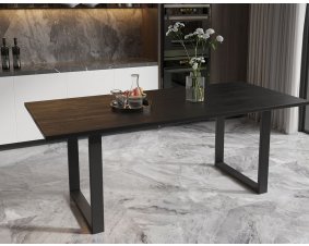 Table à manger moderne avec plateau en bois massif noir 200cm AJACCIO