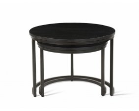 Table basse gigogne ronde bois noir moderne NOMY