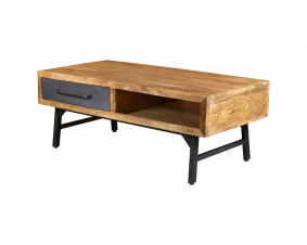 Table basse industrielle bois et métal 1 tiroir LINCOLN