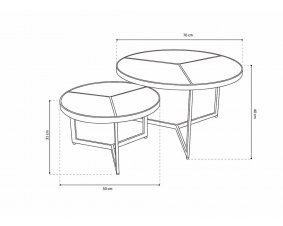 Table basse gigogne ronde industrielle bois noir et métal PHENIX