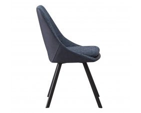 Lot de 2 chaises modernes en tissu teddy bleu et simili cuir SOHO