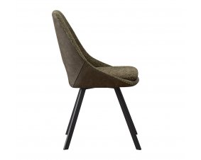 Lot de 2 chaises modernes en tissu teddy vert et simili cuir SOHO