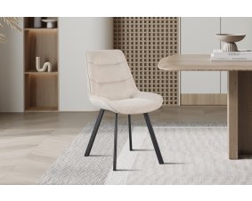 Chaise velours beige fine rayure avec poignée SOPHIE