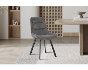 Chaise velours gris fine rayure avec poignée SOPHIE