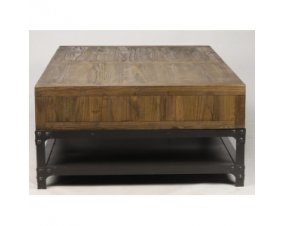 Table basse bois massif industrielle apothicaire 6 tiroirs OAKLAND