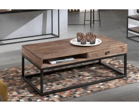 Table basse en bois massif industrielle 1 tiroir VICTOR