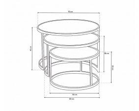 Table basse gigogne industrielle bois et métal JERSEY