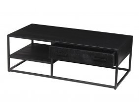 Table basse moderne bois noir et métal 120cm OLIVIA