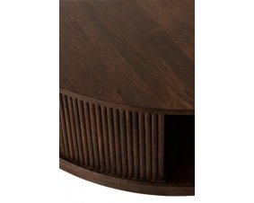 Table basse ronde bois massif moderne marron 120cm RAYAN