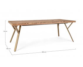 Table à manger en bois massif d'acacia 220 cm motif chevron AXEL