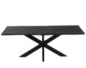 Table à manger en bois massif d'acacia noir piétement étoile JAMY