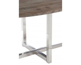 Table à manger ovale bois et inox 200 cm ROVANA