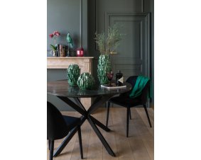 Table à manger ronde en marbre noir et métal MARCA