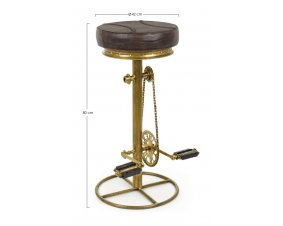 Tabouret de bar vélo industriel cuir et or CYCLO