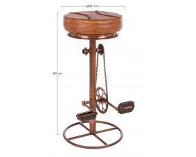 Tabouret industriel vélo en cuir et acier cuivré CYCLO