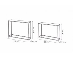 Set de 2 consoles gigognes métal noir et or moderne SANA 