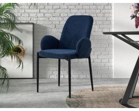 Chaise fauteuil moderne en tissu VALENTINE-Bleu