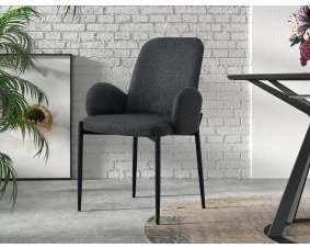 Chaise fauteuil moderne en tissu VALENTINE-Anthracite