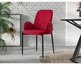 Chaise fauteuil moderne en tissu VALENTINE-Rouge