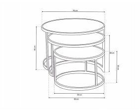 Table basse gigogne industrielle bois noir et métal JERSEY