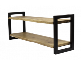 Meuble TV industriel 2 plateaux bois massif d'acacia 170cm LOUANE