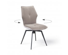 Chaise pivotante velours beige et tissu moderne PALOMA