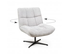 Fauteuil pivotant tissu blanc argent moderne CHARLES