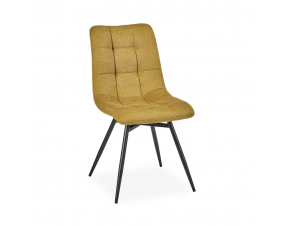 Chaise capitonnée tissu jaune moderne ANGELA