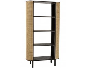 Etagère bois noir et rotin 190cm SAVANA