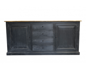 Buffet industriel noir bois massif 190cm LOUISE