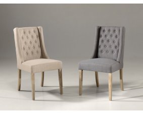 Chaise fauteuil capitonnée tissu sable ou gris CHARLOTTE
