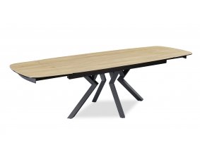 Table céramique bois forme tonneau avec 2 allonges ANEMONE