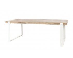 Table à manger coloris bois et blanc scandinave GRIMSTAD