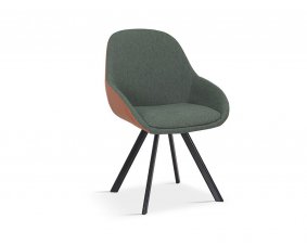 Lot de 2 Chaises fauteuils bicolore vert et camel DIANA