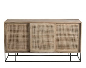 Buffet scandinave bois clair et cannage portes coulissantes GÜSS