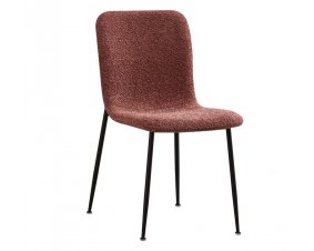 Lot de 2 chaises modernes tissu bouclé rose et pieds métal ASTRID