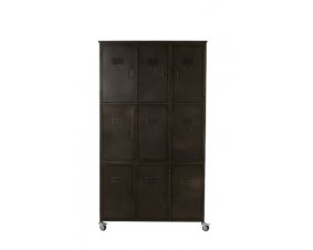 Armoire industrielle en métal anthracite sur roulettes 9 casiers JOEY