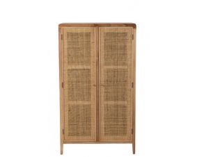 Armoire scandinave en bois naturel et rotin HILDA