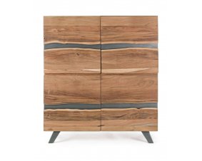 Buffet haut en bois massif d'acacia 4 portes moderne YVAN