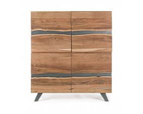 Buffet haut en bois massif d'acacia 4 portes moderne YVAN