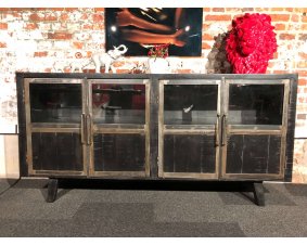 Buffet industriel noir bois massif et métal BLACKPEARL