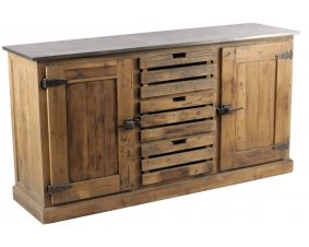 Buffet industriel style frigo bois et zinc 160cm KANSAS