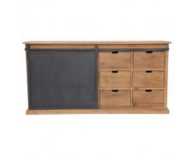 Buffet industriel porte coulissante bois massif et métal 180cm SANTY